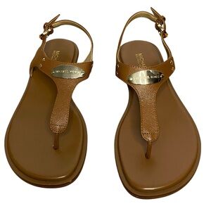 Michael Kors MK Plate Thong Leather Sandal